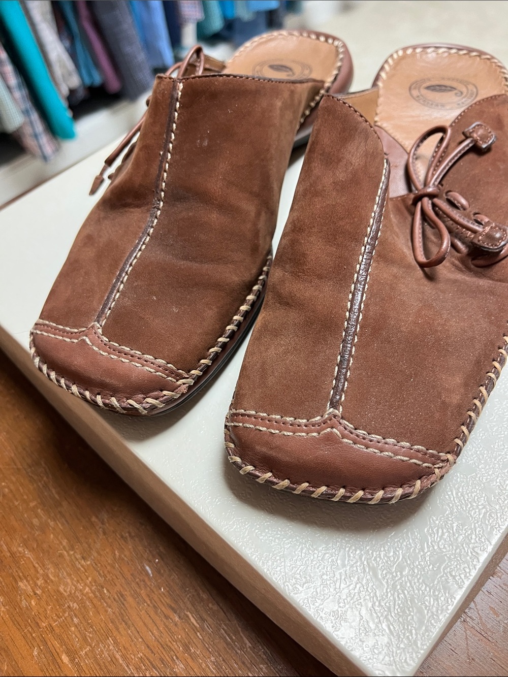 Nurture Brown Leather Slip-On women’s mules. - Picture 4 of 5